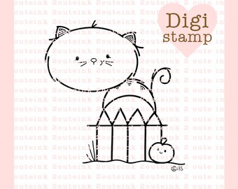 Black Cat Digital Stamp for Card Making, Paper Crafts, Scrapbooking, Hand Embroidery, Invitations, Stickers, Coloring Pages, Halloween