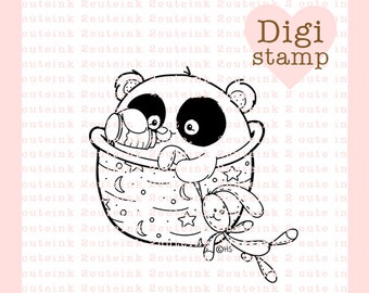 Baby Panda Digital Stamp for Card Making, Paper Crafts, Scrapbooking, Hand Embroidery, Invitations, Stickers, Coloring Pages
