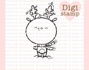 Reindeer Lights Digital Stamp Line Art for Card Making, Paper Crafts, Scrapbooking, Hand Embroidery, Jewlery, Coloring Pages