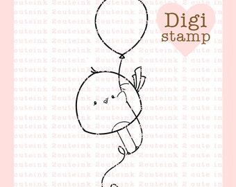 Balloon Birdie Digital Stamp for Card Making