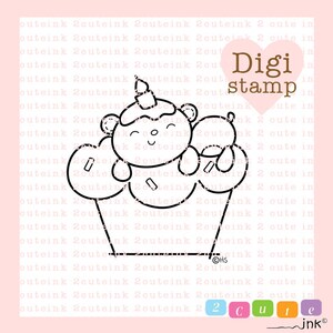 Cupcake Bear digitale stempel - digitale Bear-Stamps - Bear stempel - digitale verjaardag stempel - Bear kunst - Bear Card levering - verjaardag ambachtelijke levering