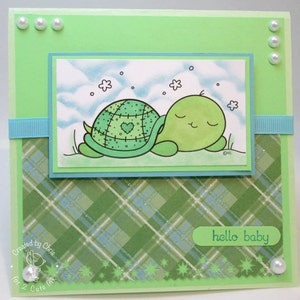 Sleeping Turtle Digital Stamp for Card Making Baby Turtle Printable Sleeping Turtle Stamp Printable Art for Coloring image 2