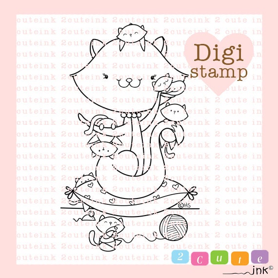 Mama Katze Digitalen Stempel Fur Card Making Papier Handwerk Etsy