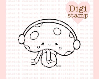 Winter Mushroom Digital Stamp for Card Making, Paper Crafts, Scrapbooking, Hand Embroidery, Invitations, Stickers, Coloring Pages