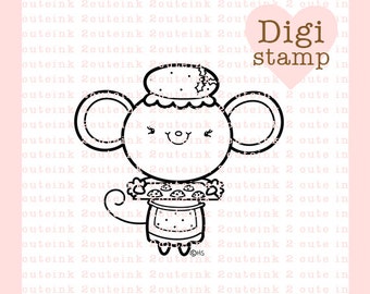 Mrs. Claus Mouse Digital Stamp for Card Making, paper crafts, scrapbooking, crafts