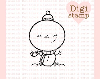 Snowman Girl Digital Stamp for Card Making, Paper Crafts, Scrapbooking, Hand Embroidery, Invitations, Stickers, Coloring Pages