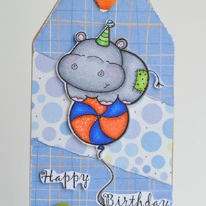 Hippo Balloon Digital Stamps for Card Making, Paper Crafts, Scrapbooking, Stickers, Coloring Pages image 5