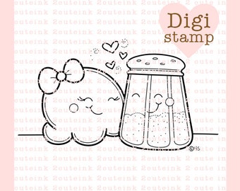 Sweet and Salty (popcorn loves salt) Valentines Digital Stamp for Card Making, Paper Crafts, Scrapbooking, Stickers, Coloring Pages