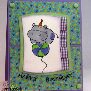 Hippo Balloon Digital Stamps for Card Making, Paper Crafts, Scrapbooking, Stickers, Coloring Pages image 3