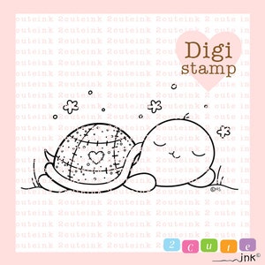 Sleeping Turtle Digital Stamp for Card Making Baby Turtle Printable Sleeping Turtle Stamp Printable Art for Coloring image 1