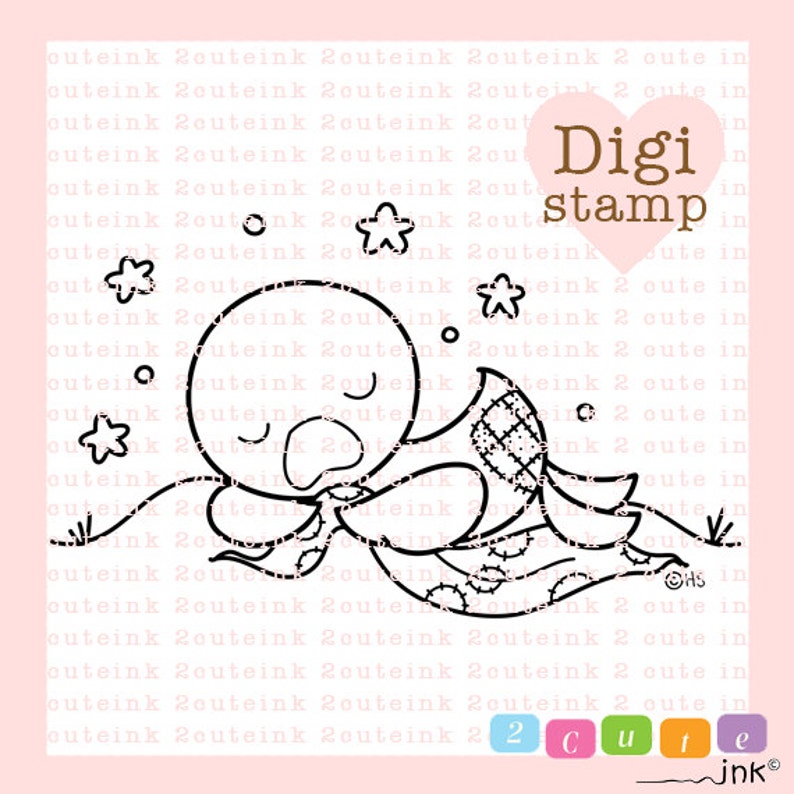 Sleepy Duck Boy and Girl Digital Stamp Duck Stamp Digital New Baby Stamp Duck Art Baby Card Supply Duck Craft Supply image 1