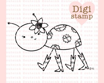 Country Ladybug  Digital Stamp - Ladybug Digital Stamp - Digital Ladybug Stamp - Ladybug Art - Summer Card Supply - Summer Craft Supply