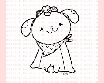 Country Puppy Digital Stamp for Card Making