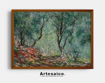 大型アンティークフランス風景油絵、署名入りリバー印象派アートワーク