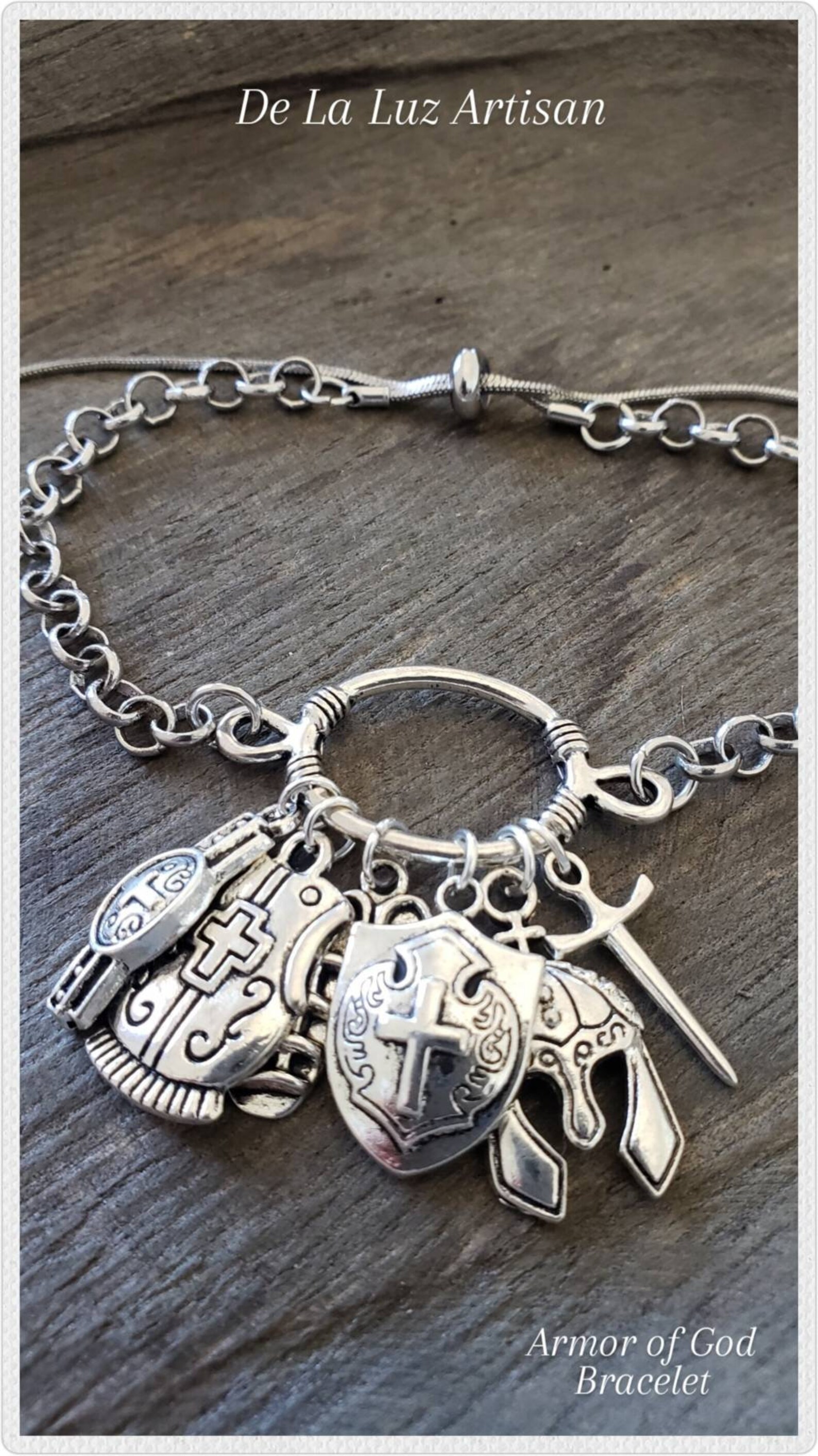Silver Armor of God Charm Bracelet Bible Verse Bible Study Etsy