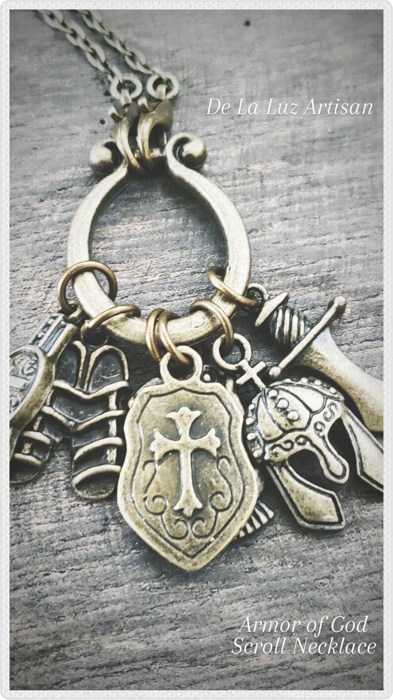Bronze Armor of God Charm Necklace Ephesians Bible Verse Etsy