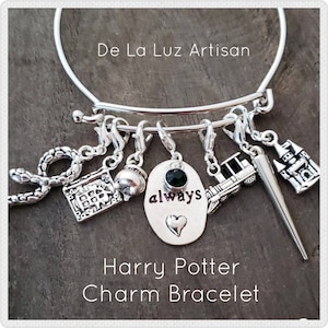 Always Wizard Inspired Charm Bracelet Fan Fandom Cosplay Gift Gift Wizard Green Emerald Wand Diary Witch Love Friendship