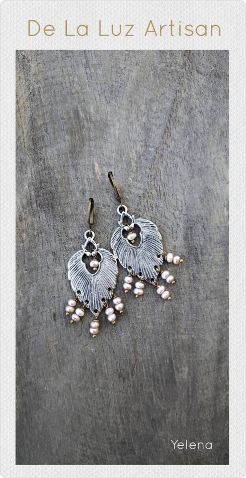 Yelena Lilac Freshwater Pearl Earrings Boho Mixed Metals Etsy