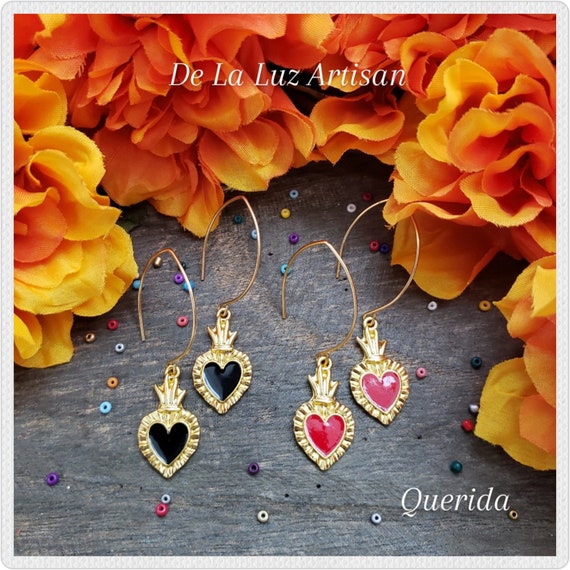 Flaming heart earrings deals