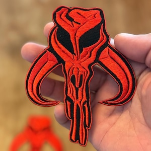 2Stk. Schädel Mandalorian Mythosaurs Boba Fett Star Wars Symbol Stickerei Aufnäher zum Aufbügeln