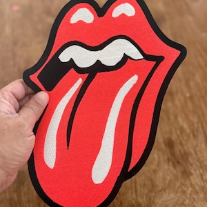 Large size Tongue The Rolling Stones Sixties band Reflective color Symbol Embroidery iron-on Sew-on patches