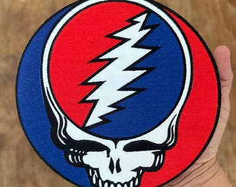 Logotipo da banda de rock Grateful Dead Símbolo da banda dos anos 60 Bordado termocolante Remendos para costura