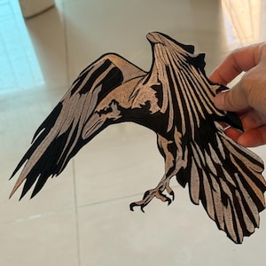 Crow Raven USA scary Halloween Prey Bird flying Symbol Embroidery iron-on Sew-on patches