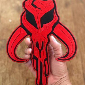 Schädel Mandalorian Mythosaurs Boba Fett Star Wars Symbol Stickerei Aufnäher zum Aufbügeln