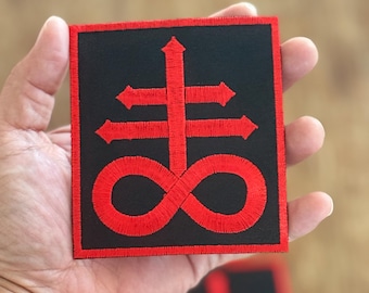 2 Pcs Leviathan Cross Patch: Sigil of Lucifer Embroidered Applique