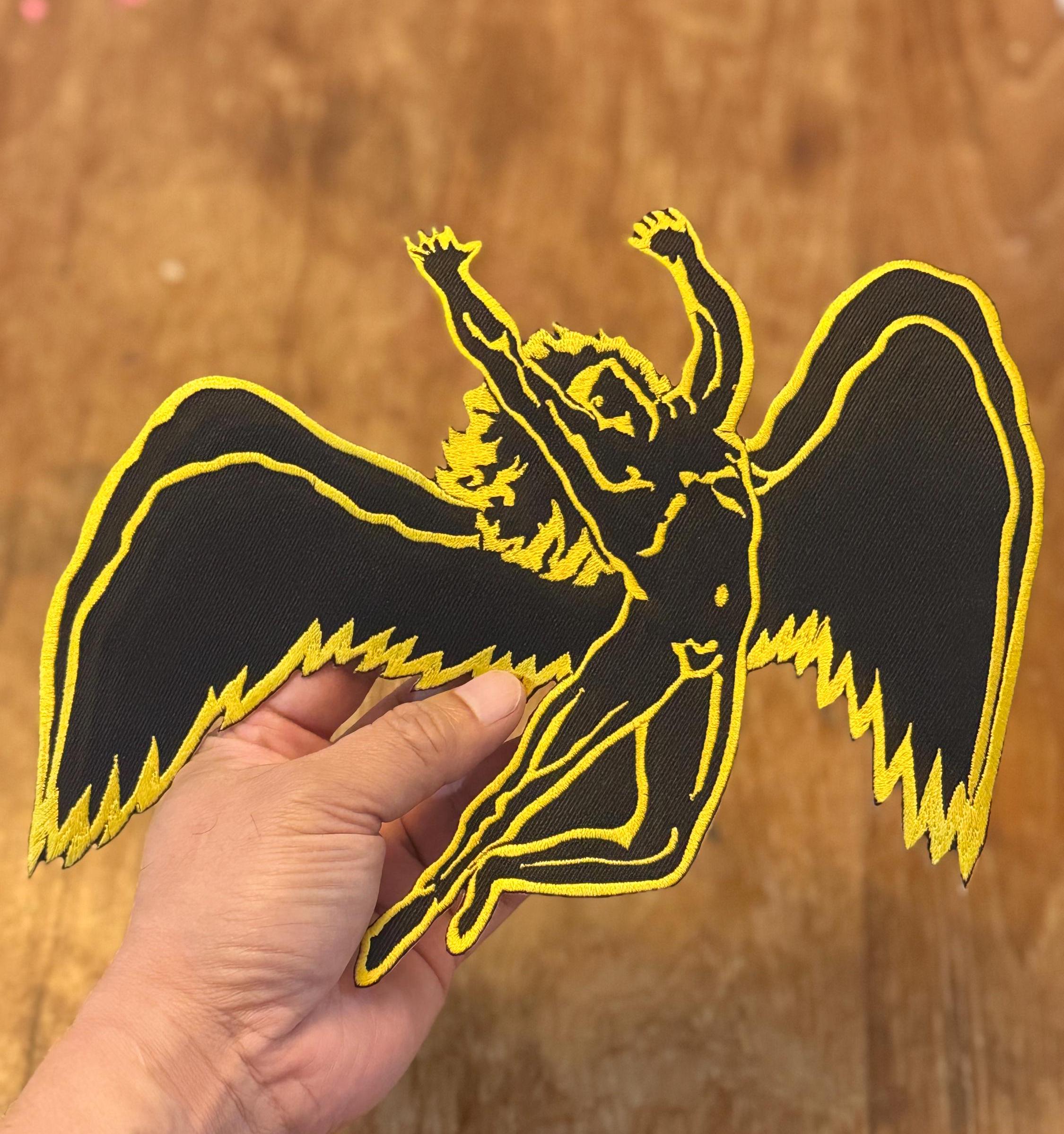 Winged Man Rising Logo Flying Man Winged Man Led Zeppelin Logo Symbol Embroidery Iron-on Sew ...