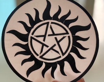 Pentagram Pentacle Supernatural fire Symbol Embroidery iron-on Sew-on patches