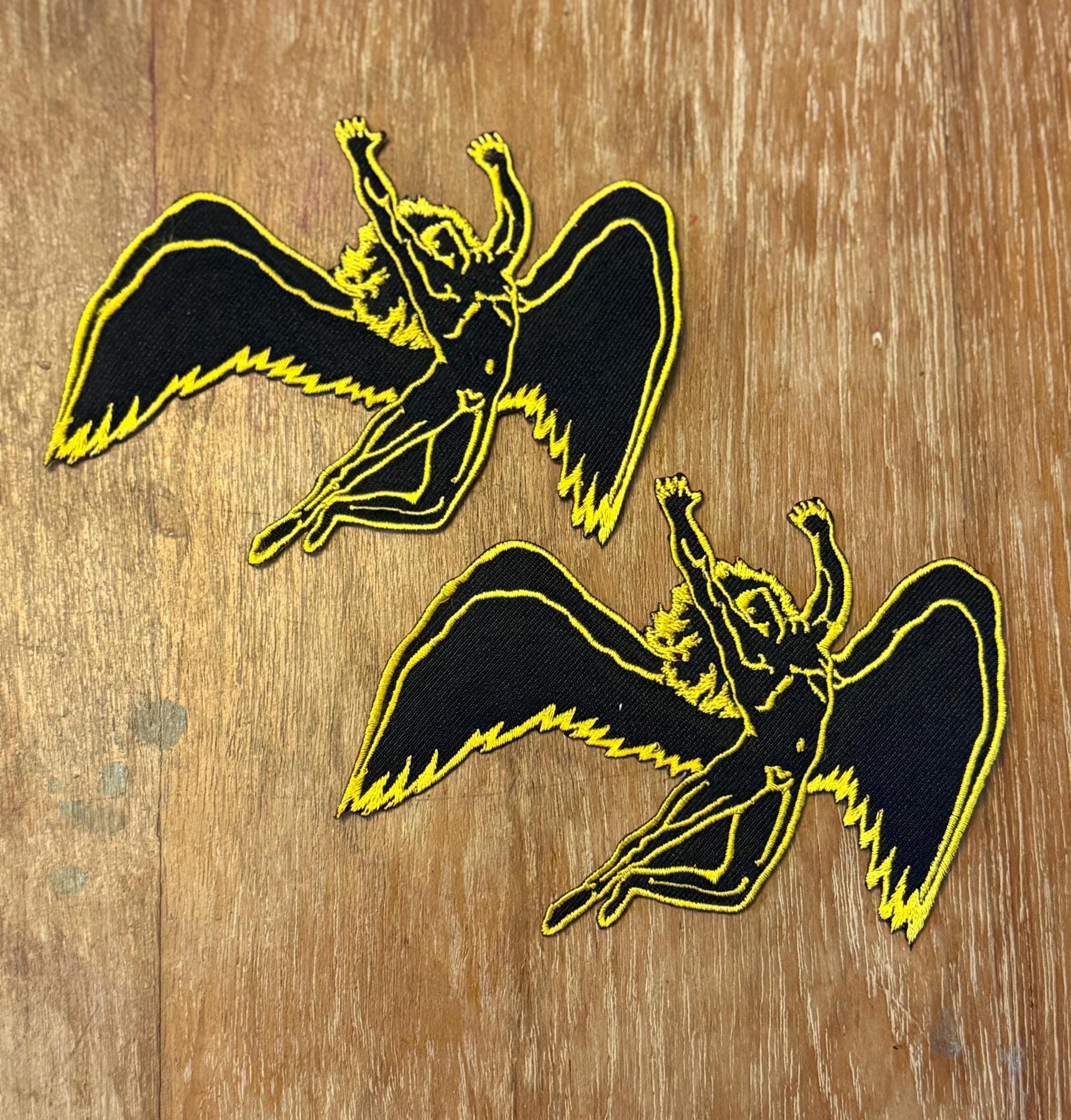 Winged Man Rising Logo 2pcs. Flying Man Winged Man Led Zeppelin Logo Symbol Embroidery Iron-on ...