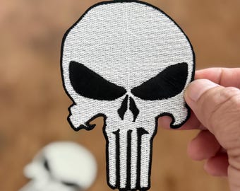 2 Pcs Punisher Skull Embroidered Patch: Iron-on Sew-on