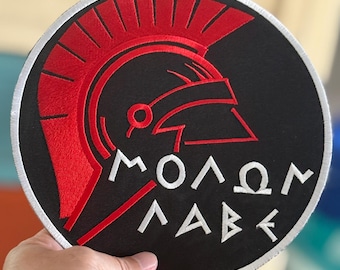 Molon Labe Spartan Rasse Krieger Kopf Helm Symbol Stickerei Aufnäher zum aufnähen