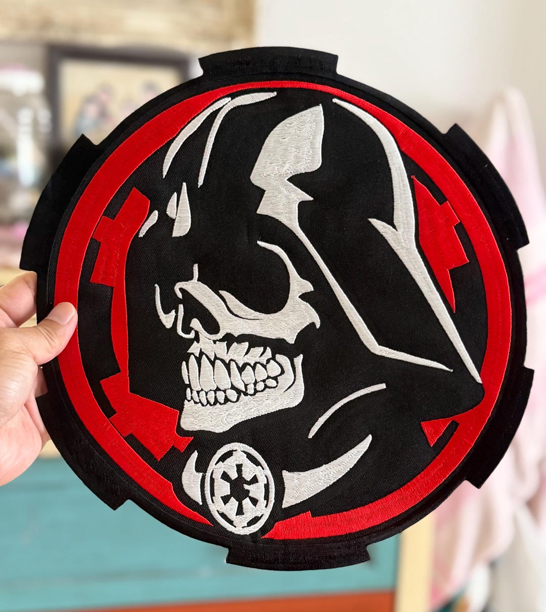 Star Wars Darth Vader Helmet Face Patch Iron on Applique Hot Fix Black & Gray