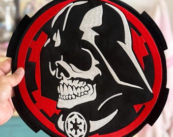 Parche bordado grande de calavera de Darth Vader: aplique termoadhesivo de Star Wars