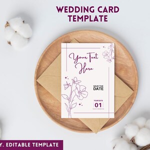 ウェディング カード Canva テンプレート、結婚式招待状テンプレート、Canva カード テンプレート、デジタル ウェディング カード、即時ダウンロード