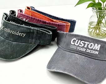 Custom Retro visor, embroidered text, logo sun hat, personalized sun hat, women's summer visor, adjustable Velcro sun hat.