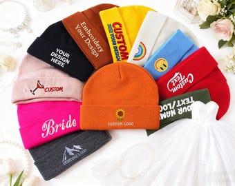 Personalized embroidered baby hats, children winter knitted hat, newborn gift, Christmas family gift, parent-child knitted hat, adult hat