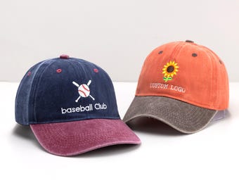 Personalized text and logo hat,vintage embroidered hat,unisex hat,two-tone baseball cap,holiday hat, bachelorette party hat,custom your hat.
