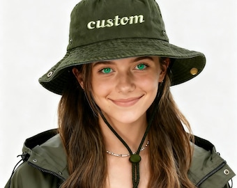 Custom embroidered hiking hats, bucket hats, personalized text, logo sun hats, travel hat,camping hat,summer hat
