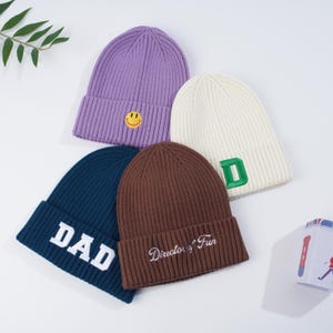 Custom embroidered hats, personalized winter hats with text/logo, knitted hats, bachelorette party gifts, holiday gifts, gifts for him/her