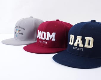 Sombreros de ala plana personalizados, texto bordado, gorras de béisbol con logotipo, regalos para despedidas de soltera, reuniones familiares, regalos unisex, regalos para nuevos papás y mamás.