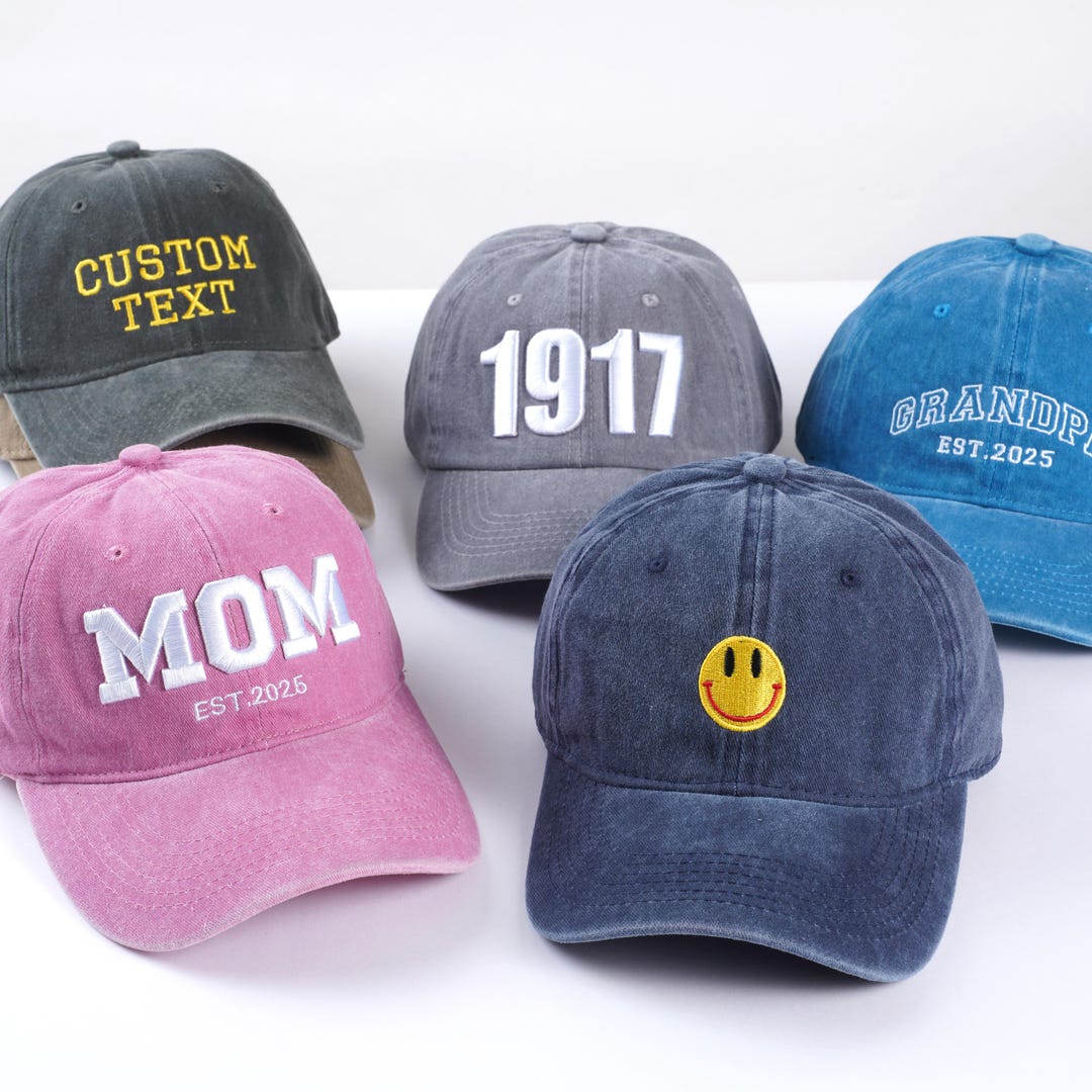 Text Hats Embroidered Hats 3D Text, Text, Personalized Dad Hats Embroidered Logo ...