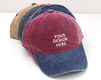 Vintage embroidered hats, your design here, Unisex gifts, dad hats, bridal/groom hats, party gifts, Father's Day/Mother's Day gifts