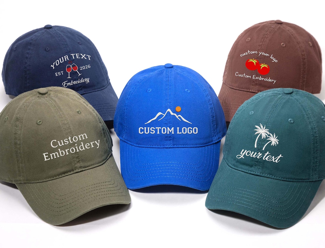 Custom Embroidered Baseball Cap, Personalized Text Hat, Unisex Cotton ...