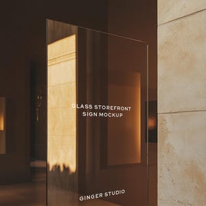 Mockup av glasskylt: Reklam för butik (PSD)