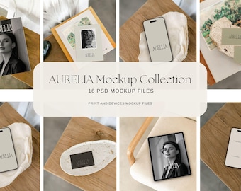 Aurelia Mockup Collection: 16 PSD Print & Device Branding Mockups