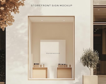 Cosmetic Shop Sign & Poster Mockup: Modern Branding (PSD)