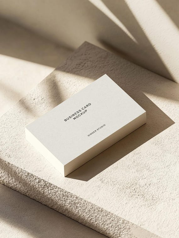 Minimal Business Card Mockup: A6 Paper, Gold Foil, embossed, debossed effect(PSD)